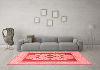 Machine Washable Abstract Red Modern Rug, wshabs1207red