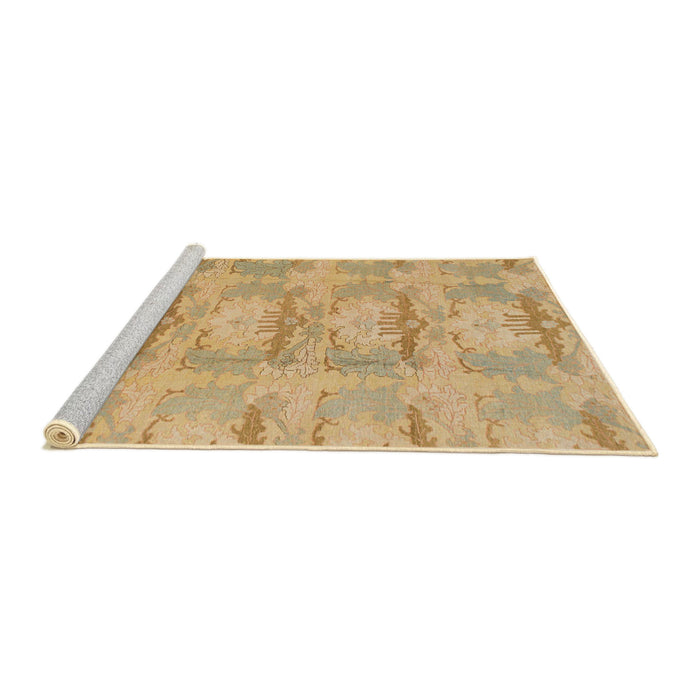 Sideview of Machine Washable Abstract Yellow Rug, wshabs1208