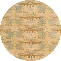 Round Abstract Yellow Modern Rug, abs1208