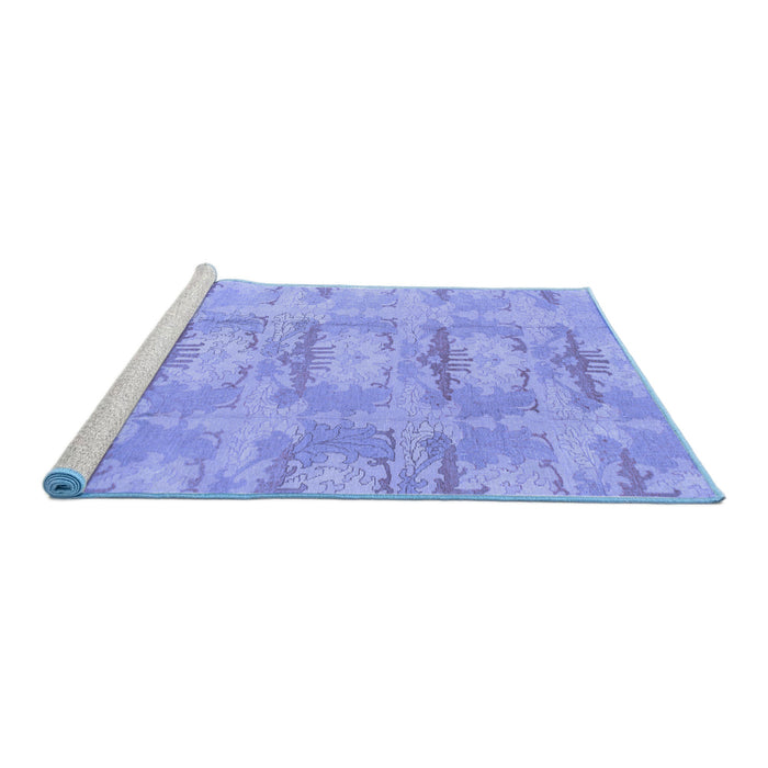 Sideview of Machine Washable Abstract Blue Modern Rug, wshabs1208blu