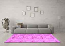Machine Washable Abstract Purple Modern Area Rugs in a Living Room, wshabs1208pur