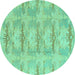 Round Abstract Turquoise Modern Rug, abs1208turq