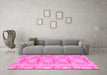 Machine Washable Abstract Pink Modern Rug in a Living Room, wshabs1208pnk
