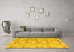 Machine Washable Abstract Yellow Modern Rug in a Living Room, wshabs1208yw