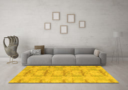 Machine Washable Abstract Yellow Modern Rug in a Living Room, wshabs1208yw