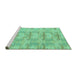 Sideview of Machine Washable Abstract Turquoise Modern Area Rugs, wshabs1208turq