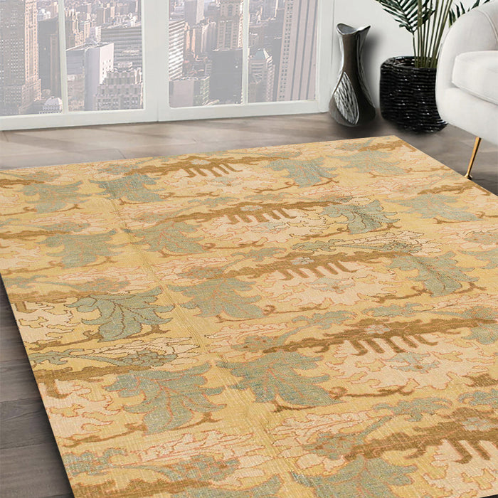 Abstract Yellow Modern Rug in Family Room, abs1208