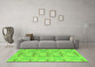 Machine Washable Abstract Green Modern Area Rugs in a Living Room,, wshabs1208grn