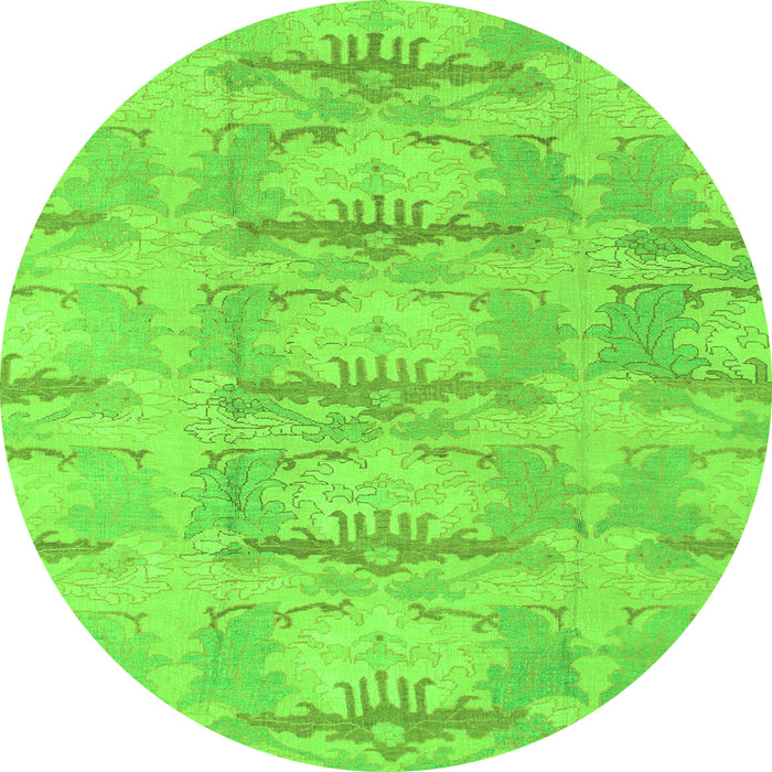 Round Machine Washable Abstract Green Modern Area Rugs, wshabs1208grn