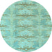 Round Machine Washable Abstract Light Blue Modern Rug, wshabs1208lblu