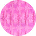 Round Machine Washable Abstract Pink Modern Rug, wshabs1208pnk