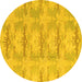 Round Machine Washable Abstract Yellow Modern Rug, wshabs1208yw