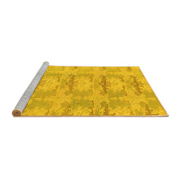 Sideview of Machine Washable Abstract Yellow Modern Rug, wshabs1208yw