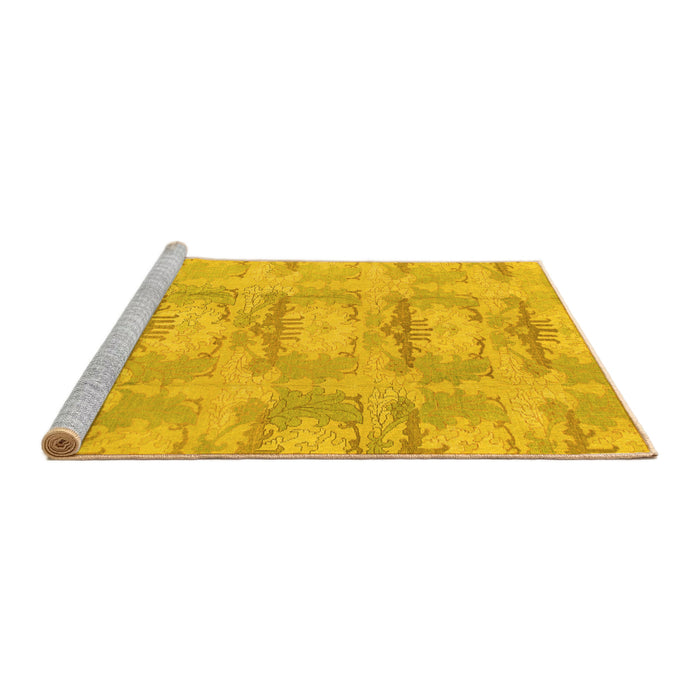 Sideview of Machine Washable Abstract Yellow Modern Rug, wshabs1208yw