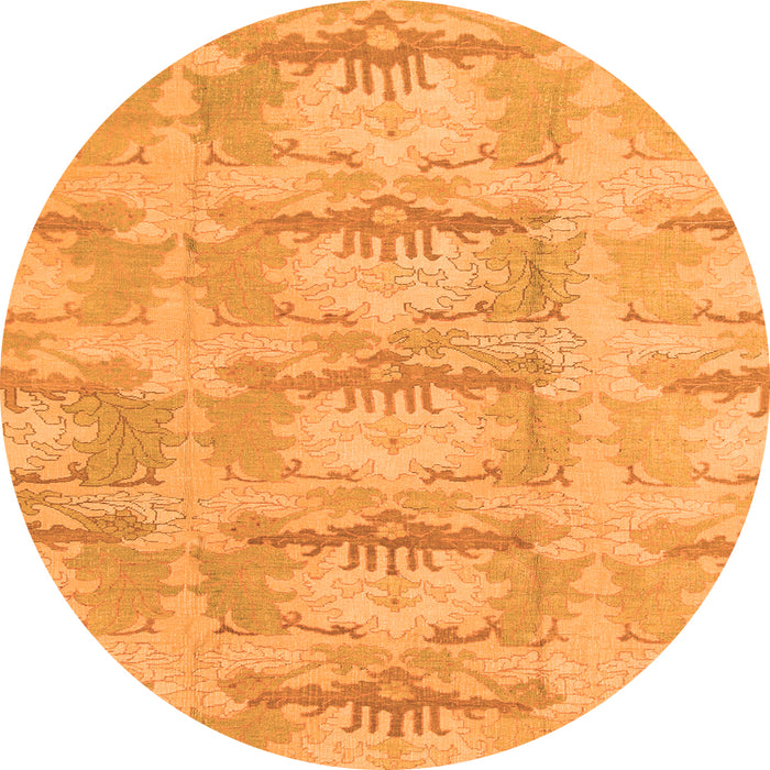 Round Machine Washable Abstract Orange Modern Area Rugs, wshabs1208org