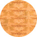 Round Machine Washable Abstract Orange Modern Area Rugs, wshabs1208org