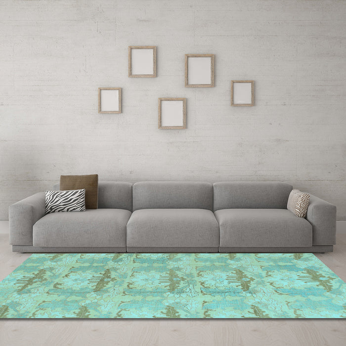 Machine Washable Abstract Light Blue Modern Rug in a Living Room, wshabs1208lblu