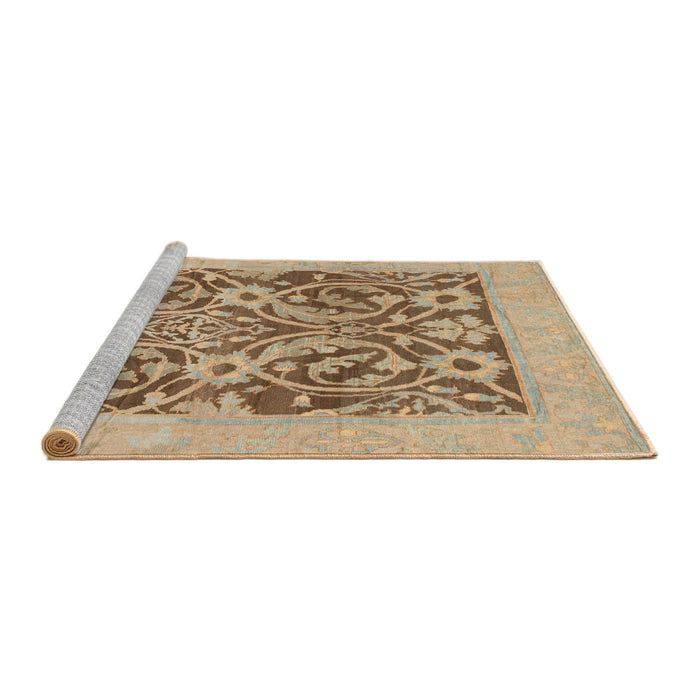 Sideview of Machine Washable Abstract Brown Sugar Brown Rug, wshabs1209