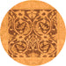 Round Machine Washable Abstract Orange Modern Area Rugs, wshabs1209org