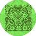 Round Machine Washable Abstract Green Modern Area Rugs, wshabs1209grn