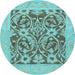 Round Abstract Light Blue Modern Rug, abs1209lblu