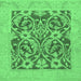 Square Machine Washable Abstract Emerald Green Modern Area Rugs, wshabs1209emgrn