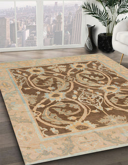 Machine Washable Abstract Brown Sugar Brown Rug in a Family Room, wshabs1209