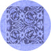 Round Abstract Blue Modern Rug, abs1209blu