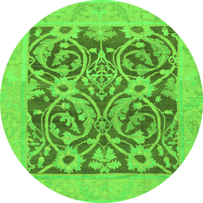 Round Abstract Green Modern Rug, abs1209grn