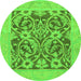 Round Abstract Green Modern Rug, abs1209grn