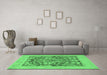 Machine Washable Abstract Emerald Green Modern Area Rugs in a Living Room,, wshabs1209emgrn