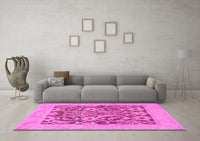 Machine Washable Abstract Pink Modern Rug, wshabs1209pnk