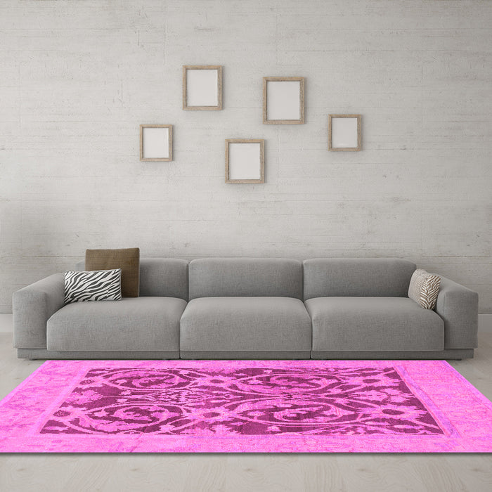 Machine Washable Abstract Pink Modern Rug in a Living Room, wshabs1209pnk