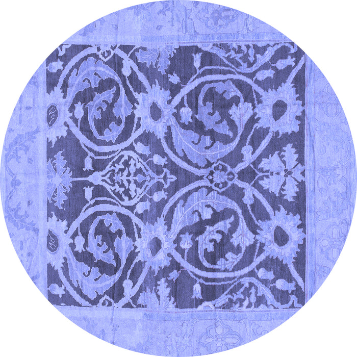 Round Machine Washable Abstract Blue Modern Rug, wshabs1209blu