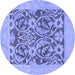 Round Machine Washable Abstract Blue Modern Rug, wshabs1209blu