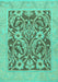 Machine Washable Abstract Turquoise Modern Area Rugs, wshabs1209turq