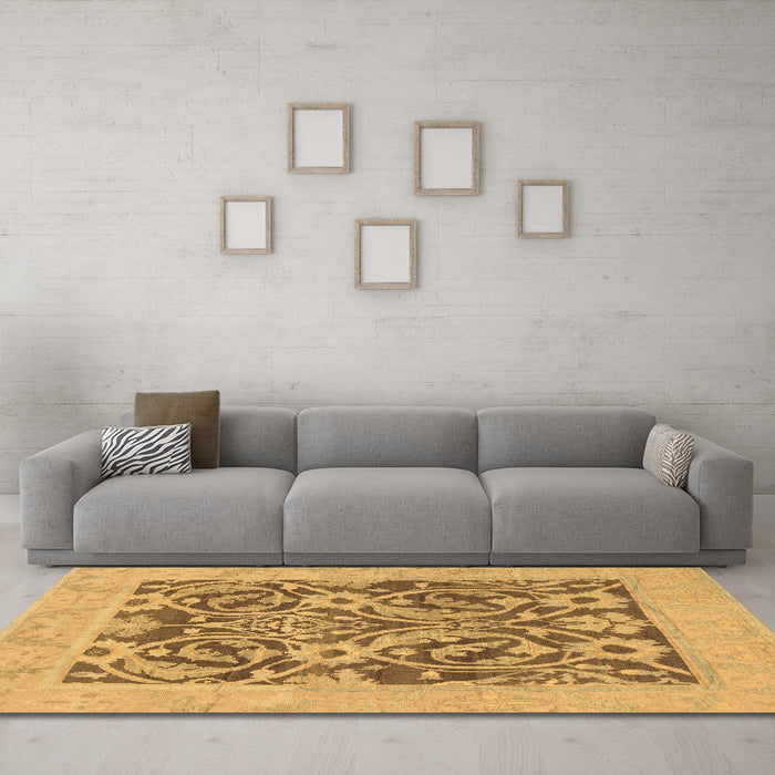 Machine Washable Abstract Brown Modern Rug in a Living Room,, wshabs1209brn