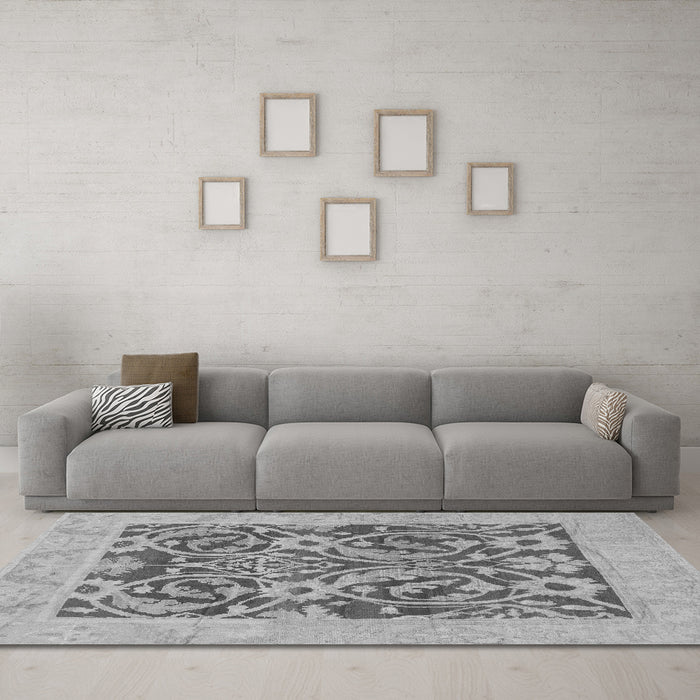 Machine Washable Abstract Gray Modern Rug in a Living Room,, wshabs1209gry