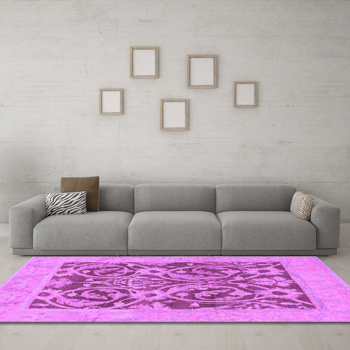 Machine Washable Abstract Purple Modern Area Rugs in a Living Room, wshabs1209pur