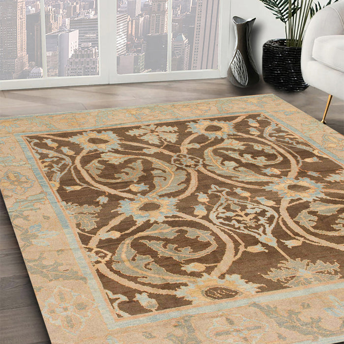 Abstract Brown Modern Rug in Family Room, abs1209