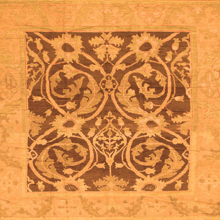 Square Machine Washable Abstract Orange Modern Area Rugs, wshabs1209org