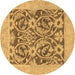 Round Abstract Brown Modern Rug, abs1209brn