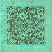 Square Abstract Turquoise Modern Rug, abs1209turq