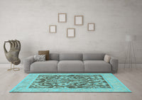 Machine Washable Abstract Light Blue Modern Rug, wshabs1209lblu