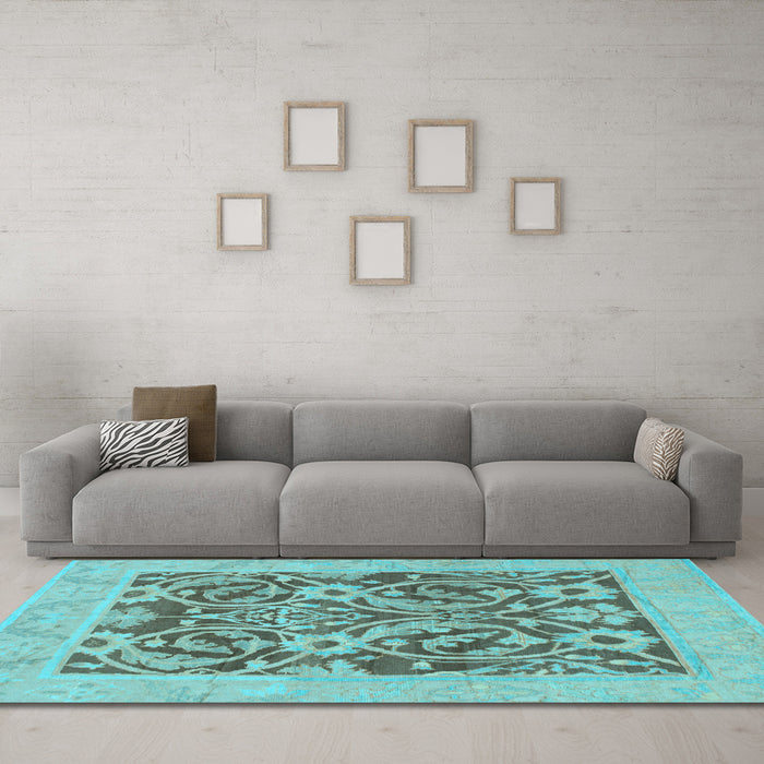 Machine Washable Abstract Light Blue Modern Rug in a Living Room, wshabs1209lblu