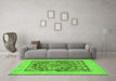 Machine Washable Abstract Green Modern Area Rugs in a Living Room,, wshabs1209grn