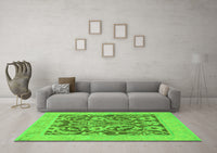 Machine Washable Abstract Green Modern Rug, wshabs1209grn