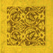 Square Abstract Yellow Modern Rug, abs1209yw