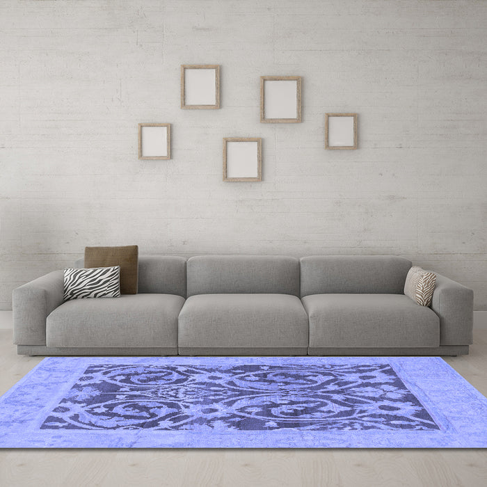 Machine Washable Abstract Blue Modern Rug in a Living Room, wshabs1209blu
