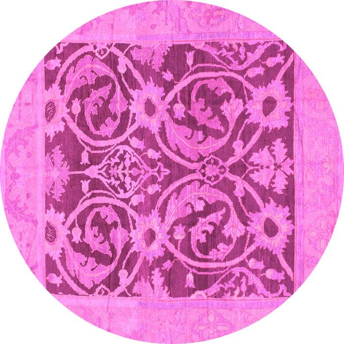 Round Abstract Pink Modern Rug, abs1209pnk